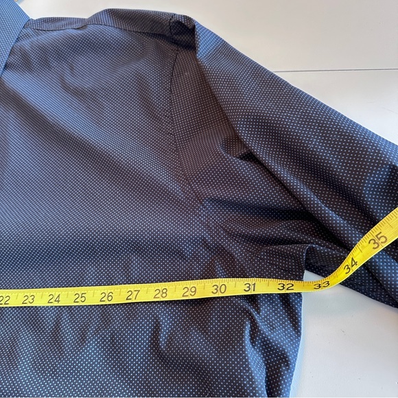 Men’s 4X Cotton Button Down Dress Shirt- Navy Micro Dot - Picture 8 of 10